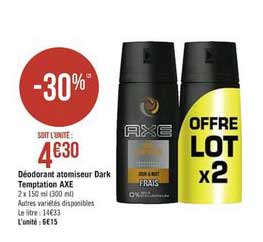 déodorant atomiseur dark temptation axe