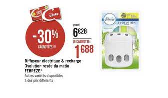 diffuseur électrique & recharge 3volution rosée du matin febreze