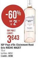 igp pays d'oc clairement rosé gris roche mazet