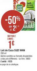 lait de coco suzi wan -50% sur le 2e