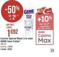 Lessive Spécial Blanc à La Main Genie Sans Frotter -50% Sur Le 2e