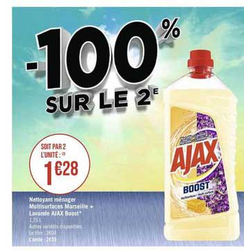 nettoyant ménager multisurfaces marseille+ lavande ajax boost -100% sur le 2e