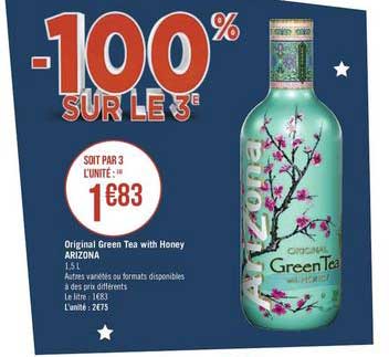 original green tea with honey arizona -100% sur le 3e