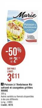 poisson à l'andalouse riz safrané et courgettes grillées marie -50% sur le 2e