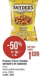 pretzels pièces cheddar snyder's of hanover -50% sur le 2e
