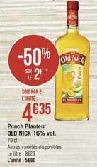 punch planteur old nick 16% vol. -50% sur le 2e