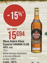 rhum ambré anejo especial havana club 40% vol.