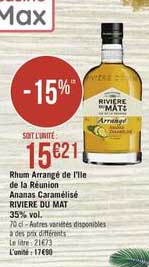 rhum arrangé de l'ile de la réunion ananas caramélisé riviere du mat 356% vol.
