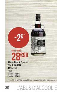 rhum black spiced the kraken 40% vol.