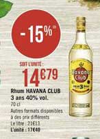 rhum havana club 3 ans 40% vol.