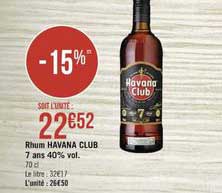 rhum havana club 7 ans 40% vol.