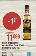 rhum traditionnel des antilles dark wood old nick 40% vol.