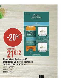 rhum vieux agricole aoc martinique vo cuvée du moulin trois rivieres 40% vol.