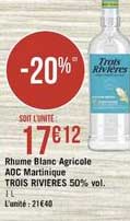 rhume blanc agricole aoc martinique trois rivieres 50% vol.
