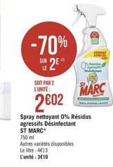spray nettoyant 0% résidus agressifs désinfectant st marc -70% sur le 2e