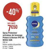 spray protecteur activateur de bronzage protect & bronze fps 50 nivea sun