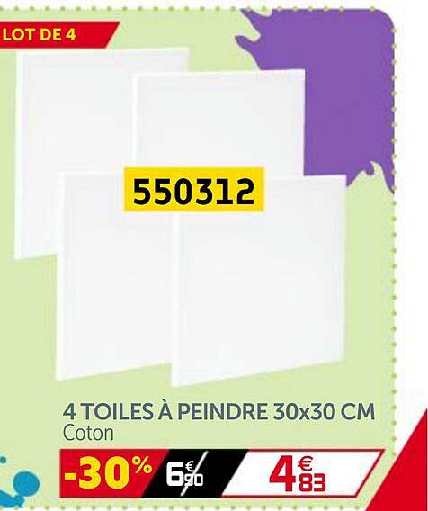 4 toiles à peindre 30x30 cm
