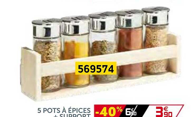 5 pots à épices + support
