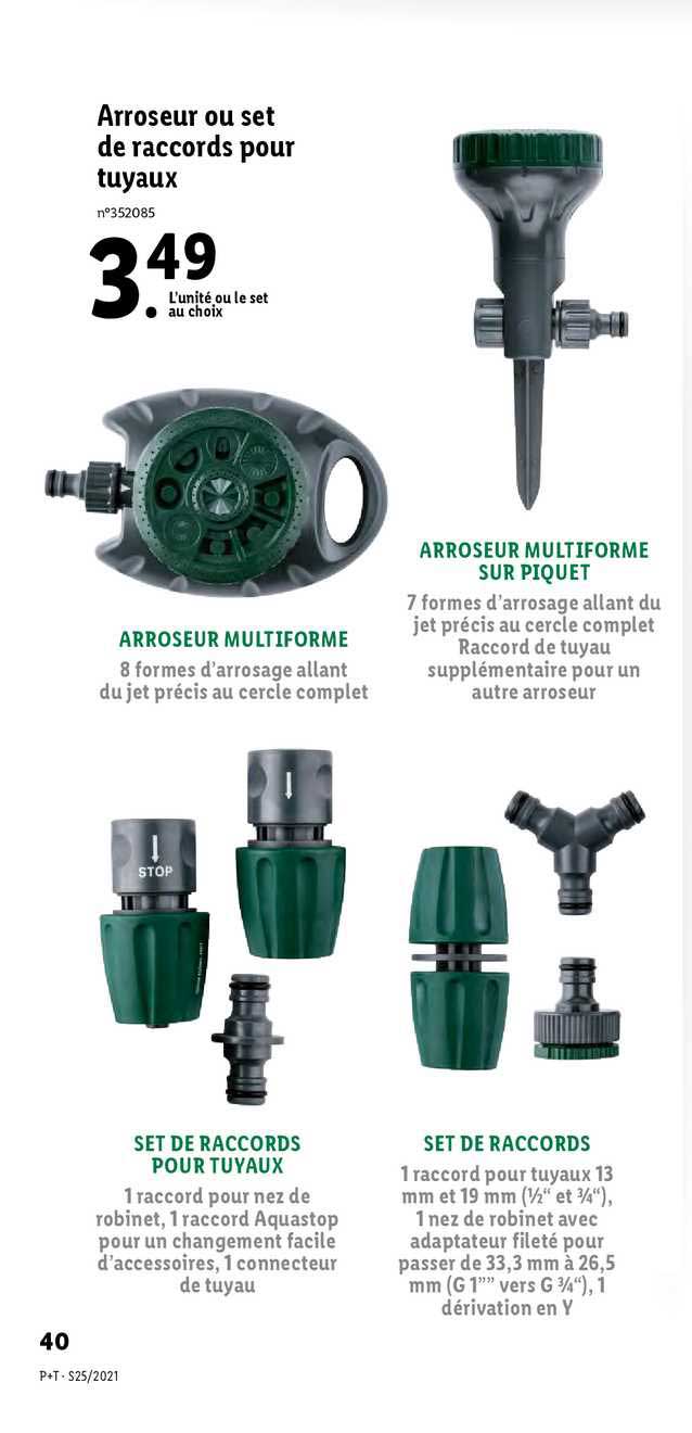 arroseur ou set de raccords pour tuyaux