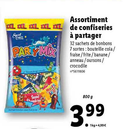 assortiment de confiserries a partager
