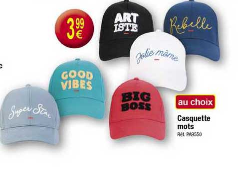 au choix casquette mots