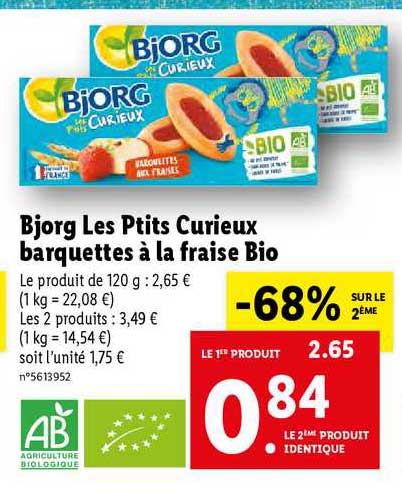 bjorg les ptits cureux barquettes a la fraise bio