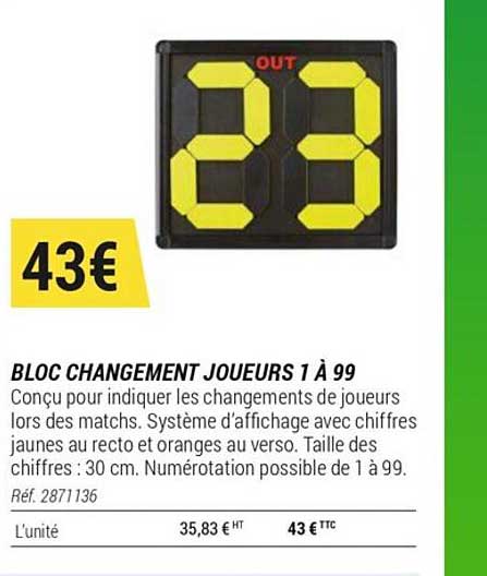 Bloc Changement Joueurs 1 à 99