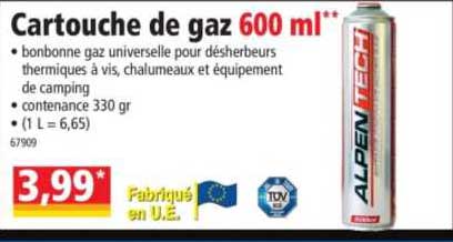 Cartouche De Gaz 600 Ml Alpen Tech