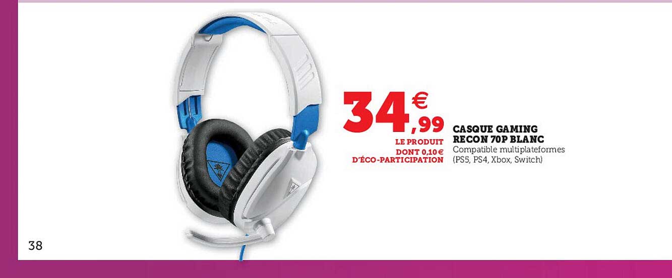 casque gaming recon 70p blanc