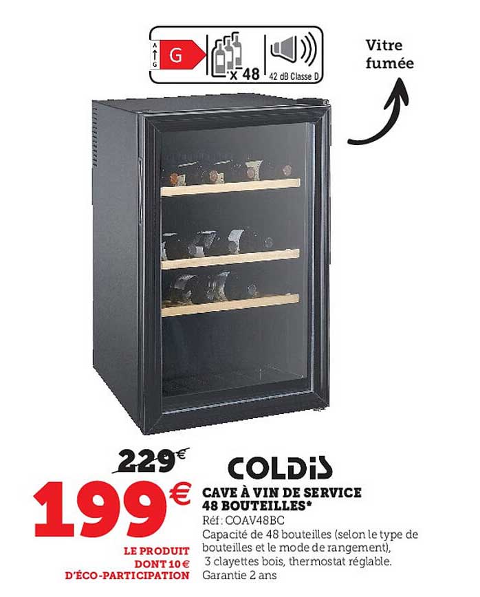 cave à vin de service 48 bouteilles coldis