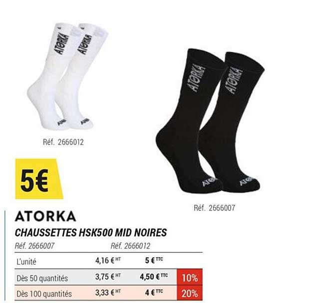 chaussettes hsk500 mid noires atorka