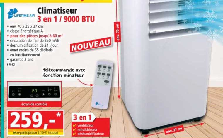 Climatiseur 3 En 1 - 9000 Btu Lifetime Air