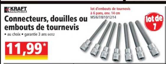 connecteurs, douilles ou embouts de tournevis kraft werkzeuge