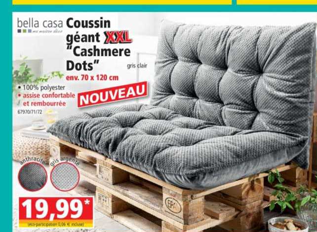 coussin géant xxl "cashmere dots" bella casa