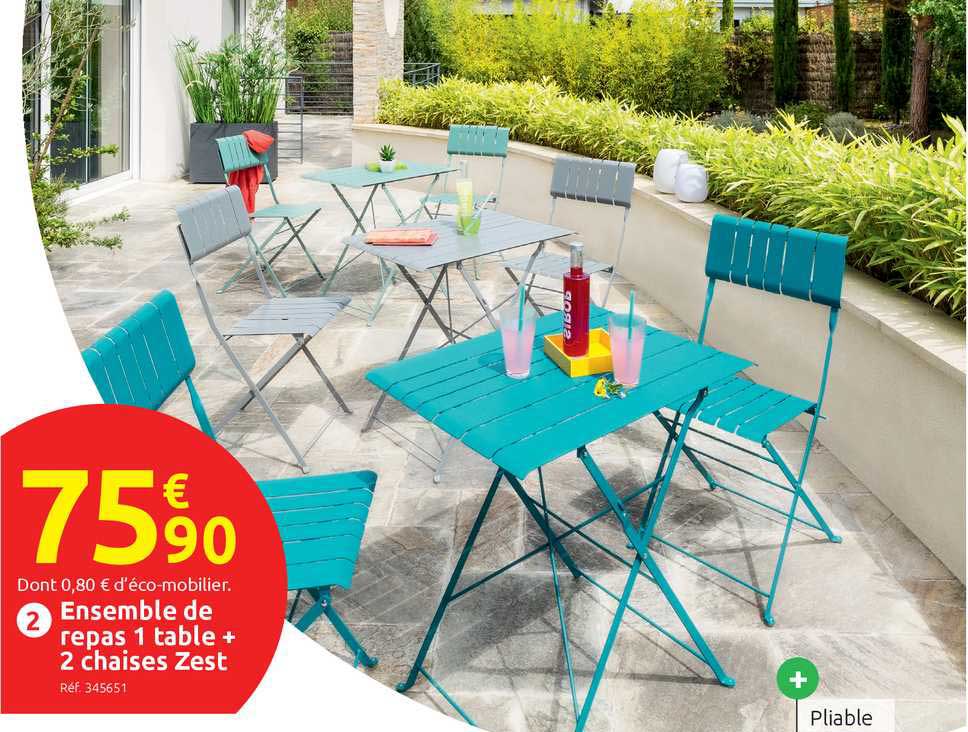 ensemble de repas 1 table de repas 1 table + 2 chaises zest