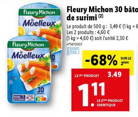fleury michon 30 bâto de surimi