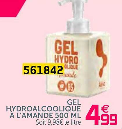 gel hydroalcoolique à l'amande 500 ml