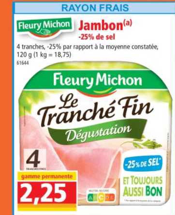 jambon -25% de sel fleury michon