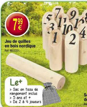 jeu de quillies en bois nordique