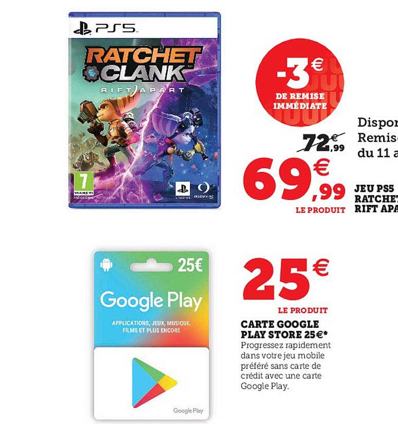 jeu ps5 ratchet clank rift apart, carte google play store