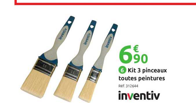 kit 3 pinceaux toutes peintures inventiv