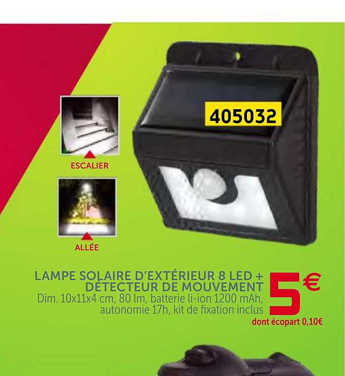 lampe solaire d'extérieur 8 led + détecteur de mouvement