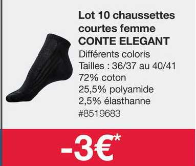 lot 10 chaussettes courtes femme conte élégant