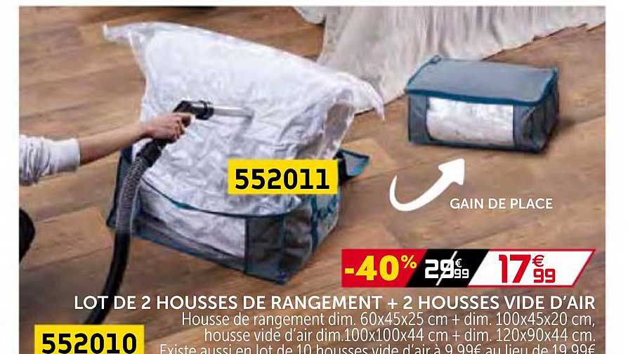 lot de 2 housses de rangement + 2 housses vide d'air