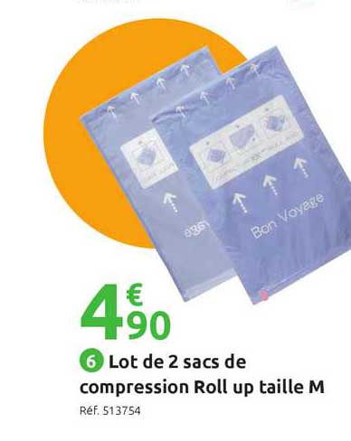 lot de 2 sacs de compression roll up taille m