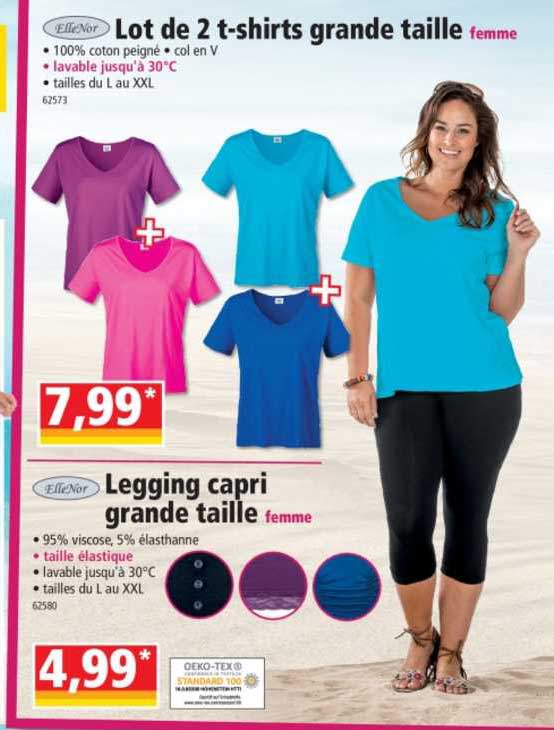 lot de 2 t-shirts grande taille, legging capri grande taille ellenor