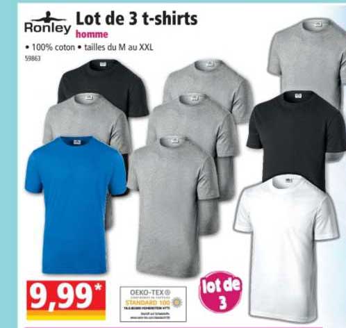 lot de 3 t-shirts homme ronley