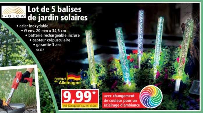 lot de 5 balises de jardin solaires i-glow