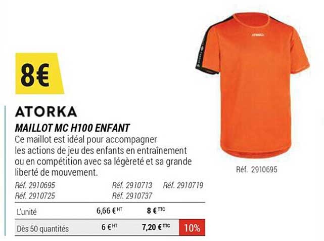 maillot mc h100 enfant atorka