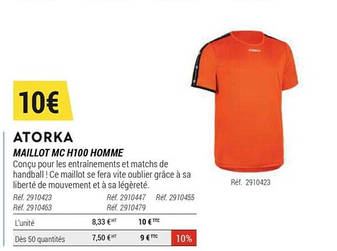 maillot mc h100 homme atorka